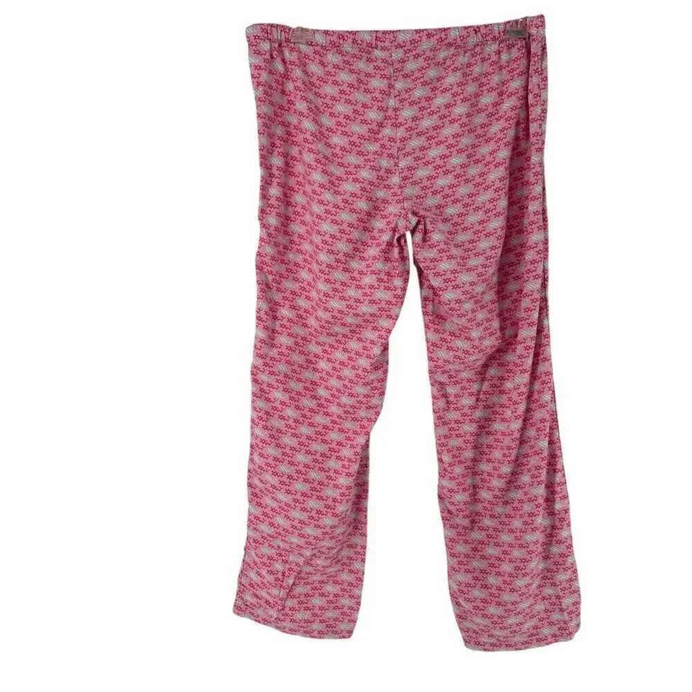 Vineyard Vines Pajama Bottoms Pink Womens Size M Cotton Whale Dot Pattern Lounge
